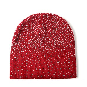 Unisex Beanie Hat With Rhinestone Decoration Gray Solid Color <b>Winter</b> <b>Cap</b> Casual Style 56-58CM Head Circumference - Product Image 6