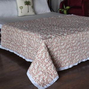 Edredón Clásico de Algodón Estampado Hecho a Mano, Reversible, para Todas las Estaciones, Tamaño Individual, Color Melocotón con Diseño Floral, Decoración para el Hogar, Venta al Por Mayor - Product Image 5