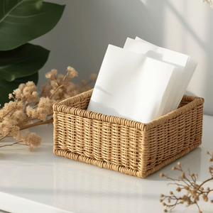 Premium Weave Rattan Serving <b>Tray</b> With Deep <b>Sides</b> Perfect For Displaying Fruits Napkins And Decorative Centre <b>Table</b> Arrangements - Product Image 1