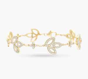 สร้อยข้อมือดอกไม้ทอง 14K สำหรับผู้หญิง ประดับเพชร สร้อยข้อมือแบบโซ่ เครื่องประดับโรแมนติกสำหรับงานแต่งงาน ของขวัญ งานปาร์ตี้ - Product Image 1