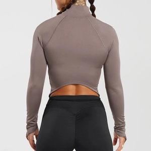 <b>Women</b> Full Sleeve Turtleneck Yoga <b>Jacket</b> Solid Color Zipper Front Activewear Top New Yoga <b>Jacket</b> quick Dry Comfortable - Product Image 3