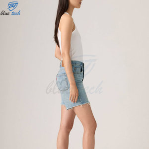 Custom Women Vintage Sexy Summer Denim Shorts High Waist <b>Button</b> <b>Fly</b> Stretch 100% Cotton OEM Wholesale Services - Product Image 4