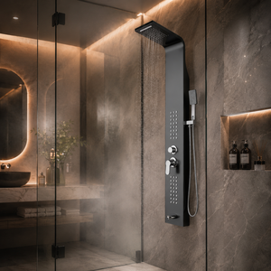 Panel de Ducha Multifunción de Pared con Lluvia, Ducha Manual y Jets Suaves, Diseño Moderno de Acero Inoxidable Cepillado para Hotel y Dormitorio - Product Image 6