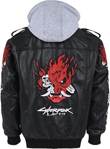 Sweat à capuche en polaire de qualité supérieure, veste bomber en cuir PU pour homme avec motifs brodés et capuche amovible - Product Image 2