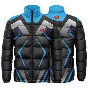 Chaqueta Acolchada Unisex Ligera, Antibacteriana, Resistente al Agua, Totalmente Sublimada, Cortavientos, con Cuello Alto y Cierre de Cremallera, Color Sólido - Product Image 4