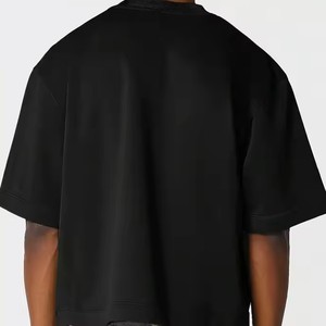 Men's Cropped <b>T</b>-<b>Shirts</b> 100% Cotton Heavyweight 300GSM Unique Fabric <b>Black</b> Color O-Neck <b>Plain</b> Short Sleeve Style Adults' Size - Product Image 2