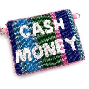 Monedero de Cuentas Hecho a Mano, Forma Rectangular, Artesanía Textil, Diseño de Letras Bordadas en Algodón - Product Image 1