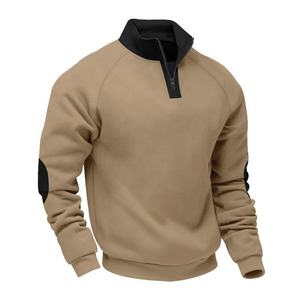 Sweat-shirt à col montant pour homme, coupe classique, manches raglan, couleur unie, en molleton, décontracté, pour l'automne, design tricoté - Product Image 1