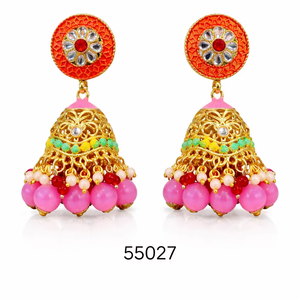 MOLL JEWELLERS Luxury Alloy Gold Plated Coral Heart Shape <b>Stud</b> Earrings for Women Party Wedding Jewelry 55027 - Product Image 1