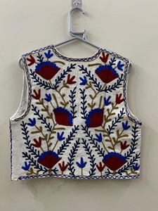 Nitin Exports Breathable Beaded Suzani Embroidered Cotton Vest Turkish Boho Floral V-neck Waistcoat Vintage <b>Jacket</b> Gift for Her - Product Image 2