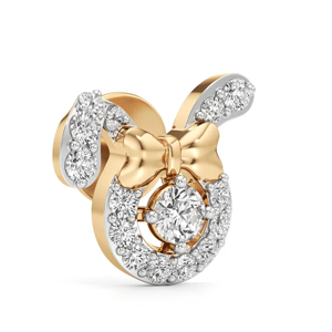 Aretes de Plata 925 con Baño de Oro de 18K y Diamantes Redondos de Corte Brillante, Diseño de Dibujos Animados, para Uso Diario - Product Image 2