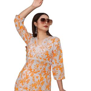 Confort d'été exclusif Dernier Lukhnowi Chikankari Kurti Plazzo traditionnel indien pour jeune femme élégante - Product Image 1