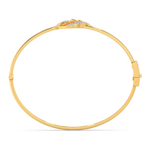Elegante Brazalete Articulado con Motivo de Hoja Abierta y Diamante Flotante en el Centro - Product Image 3