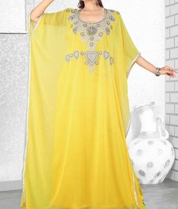 Abaya Larga de Poliéster Rosa con Bordado, Cuello Alto, Manga Larga, Estilo Modesto para Mujer, Talla Grande, para Fiestas y Eventos, Estilo de Oriente Medio - Product Image 3