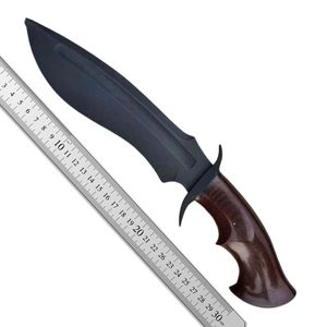 Couteau de chasse Bowie à lame fixe en acier inoxydable noir, fait main, avec poignée ergonomique à rainures pour les doigts, vente en gros A&M - Product Image 6