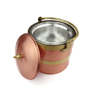 Copper Made Vintage <b>Ice</b> Bucket With Tong Decorative Finish Suitable For Farmhouse Kitchens & Outdoor Celebration Supplies - Product Image 6