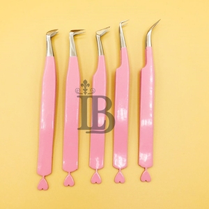 Pinzas para pestañas postizas, pinzas para extensión de pestañas con punta de fibra de visón, pinzas profesionales para pestañas, bajo MOQ, acero inoxidable - Product Image 4