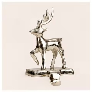 Metal Reindeer <b>Stocking</b> <b>Holder</b> with Embossed Design for Christmas Decoration - Product Image 2