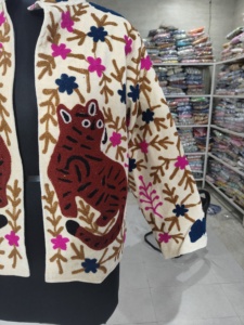 Vêtements pour femmes, chauds, printemps/automne/hiver, imprimés, en velours, broderie Suzani, fleurs, faits à la main, ethniques, respirants, doublés de coton, manches longues - Product Image 3