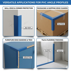 Protector de Esquinas en Forma de L de PVC Rígido Azul Resistente |   Perfil de Plástico en Ángulo de 90 Grados para Protección de Bordes de Pared y Estructuras de Construcción - Product Image 4