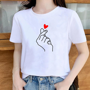 Camiseta informal estampada de verano para mujer, camisetas de algodón transpirables, manga corta, ligera, cómoda y a la moda - Product Image 1