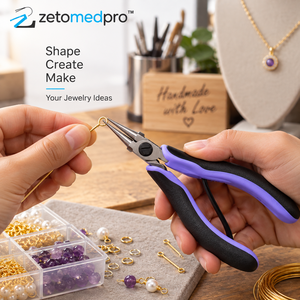 <b>Round</b> <b>Nose</b> <b>Pliers</b> Stainless Steel Dual Component Handle Jewelry Making Tool 5 Inch Zetomed Pro - Product Image 3