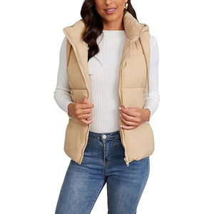 <b>Women's</b> Casual Breathable Eco-Friendly Puffer <b>Vest</b> Bomber Coat Hooded Zipper Closure Custom Logo Color OEM Service 100% - Product Image 2