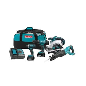 Kit Combinado de Herramientas Eléctricas Inalámbricas de 18V, Juego de 4 Piezas con Dos Baterías de Iones de Litio de 3.0Ah - Product Image 1