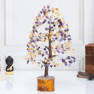 Escultura de Árbol de Piedras Preciosas Naturales Hecha a Mano con Amatista y Citrino, con Envoltura de Alambre, Tacto Real Premium, Amuleto de Feng Shui y Reiki, Regalo - Product Image 1