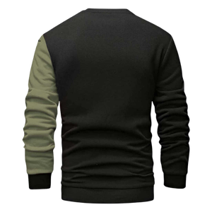 Sweat-shirt en tricot à col rond pour homme, noir et blanc, coupe classique, décontracté, pour l'automne - Product Image 4