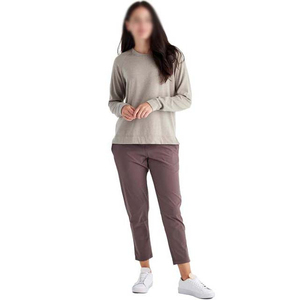 Suéter de Punto de Manga Larga con Cuello Redondo y Color Sólido para Mujer, Informal, Transpirable, de Algodón y Fibra de Bambú, para Otoño - Product Image 4
