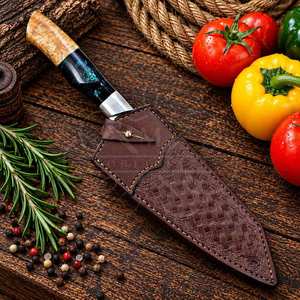 Couteaux de cuisine professionnels personnalisables de haute qualité, en acier Damas cuivré, manche en bois, couteaux de chef japonais de luxe - Product Image 4