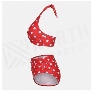 NORTH APPROACH Red Polka Dot 2 Piece <b>Bikini</b> <b>Set</b> Halter Neck High Waist Twist Front Swimwear Women - Product Image 3
