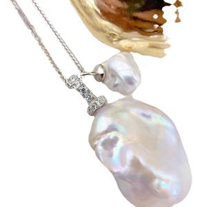 Collier à deux rangs importé d'Italie avec perle baroque et diamant féerique, argent pur S925, collier de perles baroques de l'industrie lourde - Product Image 5