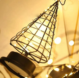 Black Metal Wire Christmas <b>Tree</b> Figurine with Star Top Lighted <b>Tabletop</b> Sculpture Modern Minimalist Holiday Decor - Product Image 3