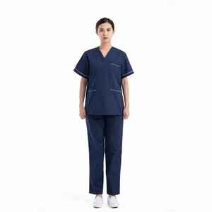 Ensemble d'uniformes d'hôpital unisexe en coton léger, blouses d'infirmière personnalisées avec poches, tissu satiné élégant, vente chaude - Product Image 5