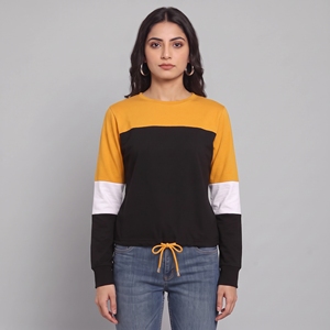 Women's Colorblock Pullover Sweatshirt <b>Long</b> <b>Sleeve</b> Round Neck Casual Loose Fit Drawstring Hem Red Black <b>White</b> <b>Top</b> Streetwear New - Product Image 4