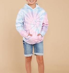 Top Quality Cotton French Terry Emboss Tie Dye Hoodies Kids Boys Heavyweight Toddler Thermal <b>Sweatshirt</b> Child Pullover Hoodie - Product Image 5