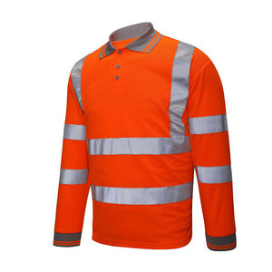 Chemises polo de sécurité haute visibilité avec bandes réfléchissantes, manches longues pour hommes, chemises polo de sécurité pour ouvriers du bâtiment - Product Image 1