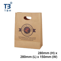 Bolsa de papel de alta calidad con asa en forma de D, 280x280x150mm, ideal para compras, comerciantes, empaquetado, vendedores y proveedores.