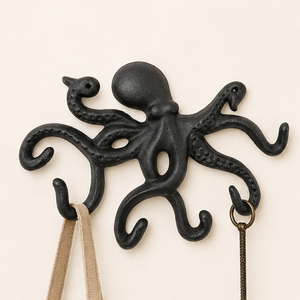 Heavy Duty Cast Iron Octopus Wall <b>Hook</b> Decorative Nautical Key Holder And Coat Rack <b>For</b> Entryway Bathroom & Mudroom Hanger - Product Image 3