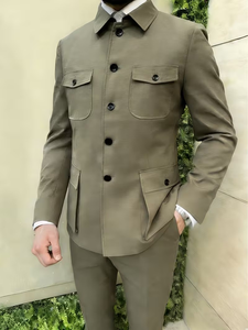 Traje Casual de Negocios para Hombre, Talla Grande, Ligero, de Terciopelo, Resistente al Viento, para Primavera y Otoño, con Detalles de Bolsillos, OEM Bangladesh - Product Image 3