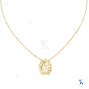 จี้เพชรทรงลูกแพร์แบบลอยตัวประดับด้วยเพชรแล็บโกรว์ สร้อยคอทองคำแท้ 14K 18K สำหรับผู้หญิง รูปทรงหยดน้ำ ผลิตโดยผู้ผลิตเครื่องประดับขายส่ง - Product Image 2