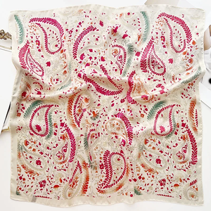 Pañuelo cuadrado de seda para mujer, de lujo, con estampado floral, de satén suave, pañuelo para el pelo, pañuelo para el cuello, hiyab, diadema para mujer, foulard, cinta para bolso - Product Image 2