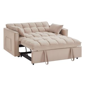 Divano Letto 4-in-1 Trapuntato con Braccioli e Tasche Portaoggetti, Schienale Regolabile, Funzione Estraibile Multifunzione - Product Image 6