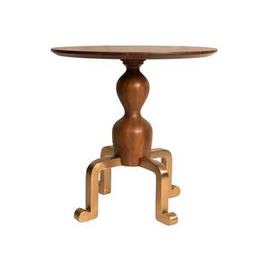 Table basse latérale en bois haut bois d'acacia bois Antique trépied Table ronde dessus carré base tournée meubles décoratifs - Product Image 4