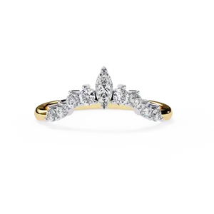 <b>Crown</b> Contour Marquise Center Lab Grown Diamond <b>Tiara</b> Band 10K 14K 18K Solid Gold Unisex Ring IGI Certified Fine Jewelry Gift - Product Image 3