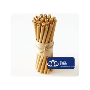 [MEILLEURES VENTES] Ensemble de pailles en bambou BLUE LOTUS Glory réutilisables de luxe 200 mm pour smoothies et boissons aux fruits, utilisation en café, Vietnam - Product Image 1