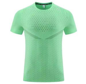 Men's Short Sleeve O-Neck T-<b>Shirt</b> Regular Fit Casual Knitted Cotton Jersey Anti-Pilling 320g Front Logo Breathable <b>Geometric</b> - Product Image 3