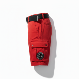 Premium <b>Red</b> Utility Cargo Shorts with <b>Hot</b> Logo Canvas Fabric Quick Dry & Drawstring Closure - Product Image 3